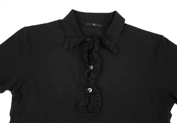 ワイズY's フリルネックストレッチカットソー 黒S位 K-95831_003
