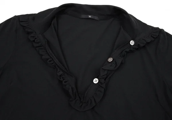 ワイズY's フリルネックストレッチカットソー 黒S位 K-95831_006